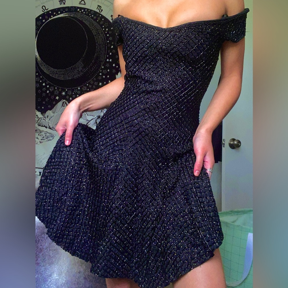 Vintage black beaded sequin dress